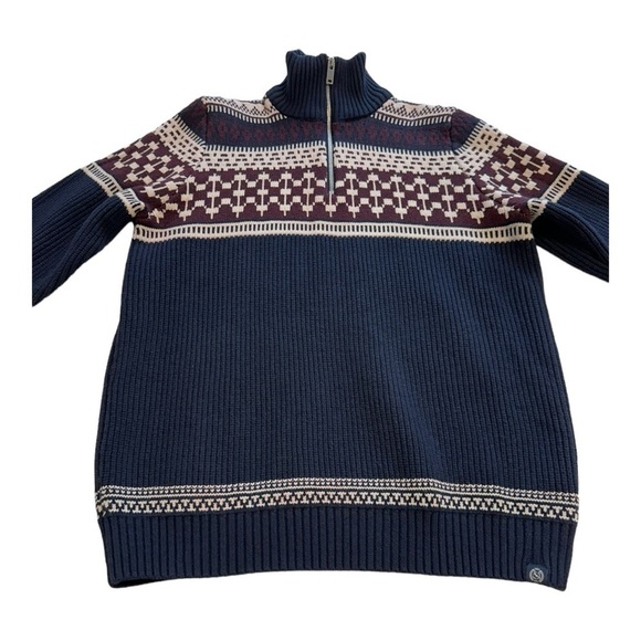 Marks & Spencer Cotton Blend Fair Isle Half Zip Jumper - Size Large - Picture 4 of 11